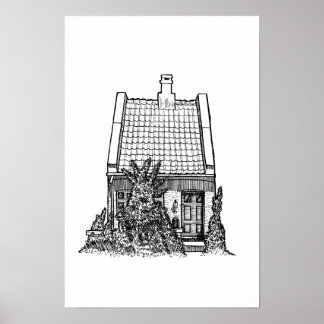 Póster Boceto a tinta negra dibujado a mano de Europa tra