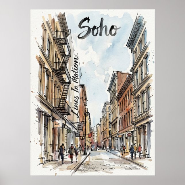 Póster Boceto arquitectónico de Soho Manhattan (Frente)