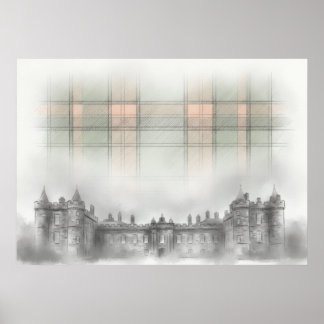 Póster Boceto arquitectónico del castillo histórico escoc