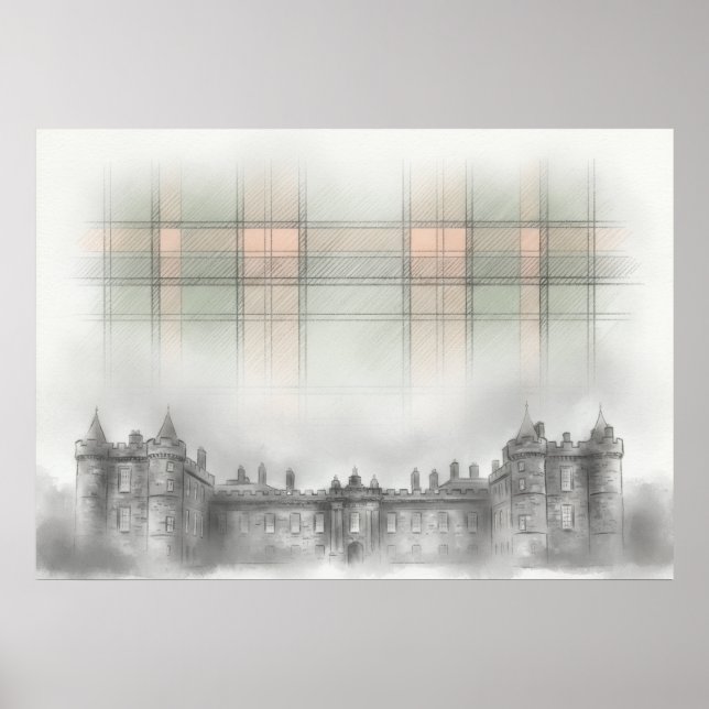 Póster Boceto arquitectónico del castillo histórico escoc (Frente)