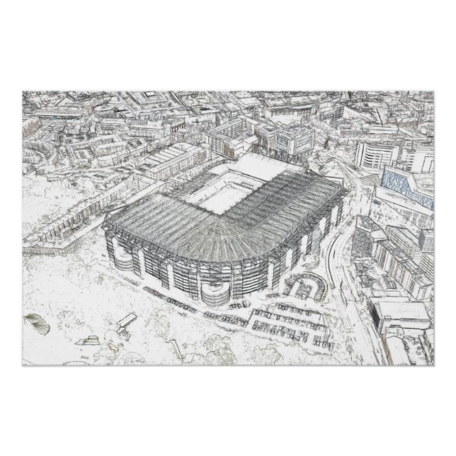 Póster Boceto arquitectónico del estadio de Newcastle (Anverso)