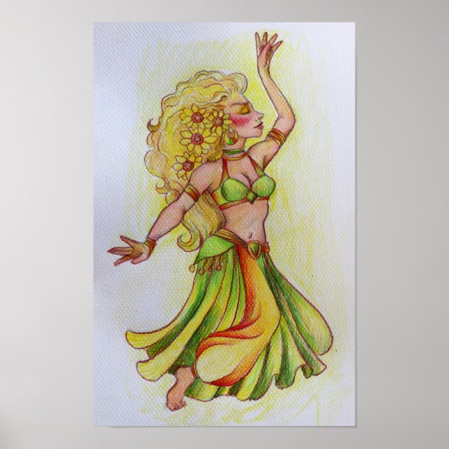 Póster Boceto de Bailarina Rubia de Vientre (Frente)