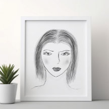 Boceto de cara de mujer en blanco y negro para par