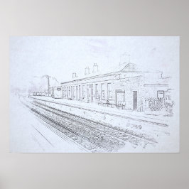Póster Boceto de la Estación de Ferrocarril de Todmorden,