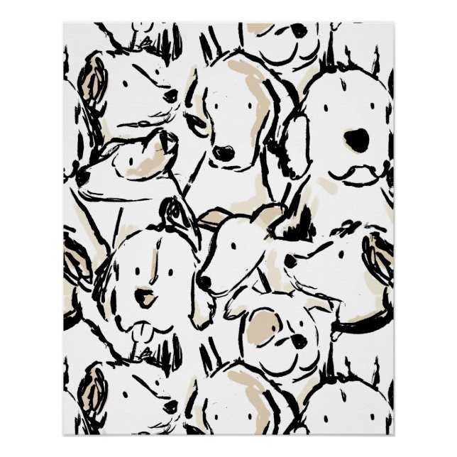 Póster Boceto de mascota de perro doodle lindo - Cachorro (Anverso)