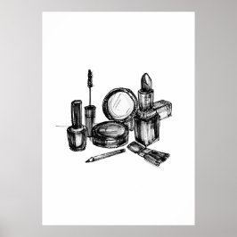 Póster Boceto de moda de maquillaje