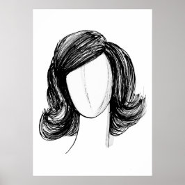 Póster Boceto de moda de peluca