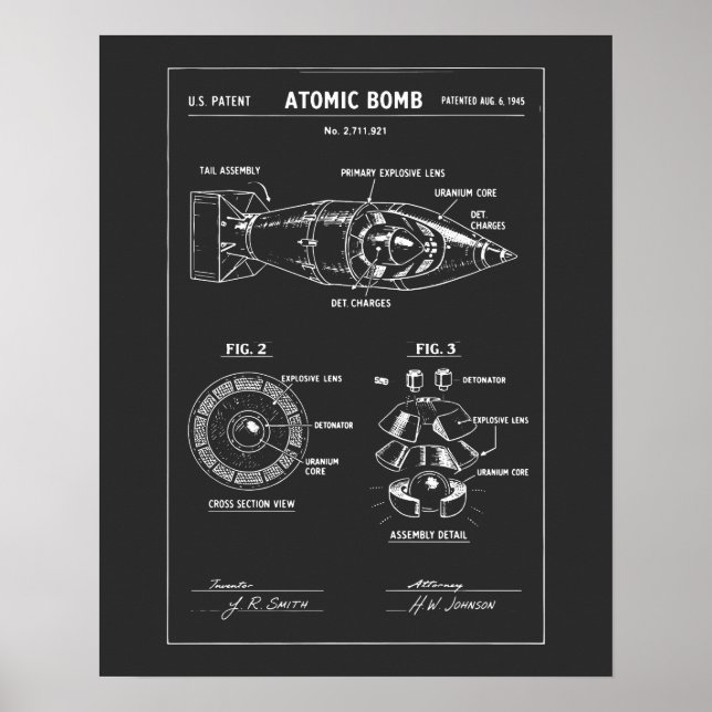 Póster Boceto de plano de bomba atómica (Frente)