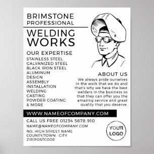 Póster Boceto de retrato de soldador, trabajador de metal