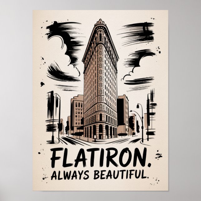 Póster Boceto de tinta siempre hermoso Flatiron (Frente)