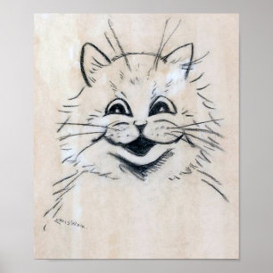 Póster Boceto de un gato riendo, Louis Wain