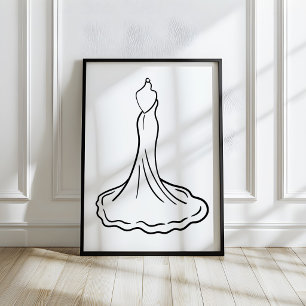 Póster Boceto de vestido de novia caprichoso a mano