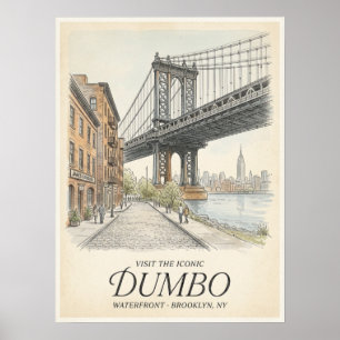 Póster Boceto del paseo marítimo de Dumbo Brooklyn