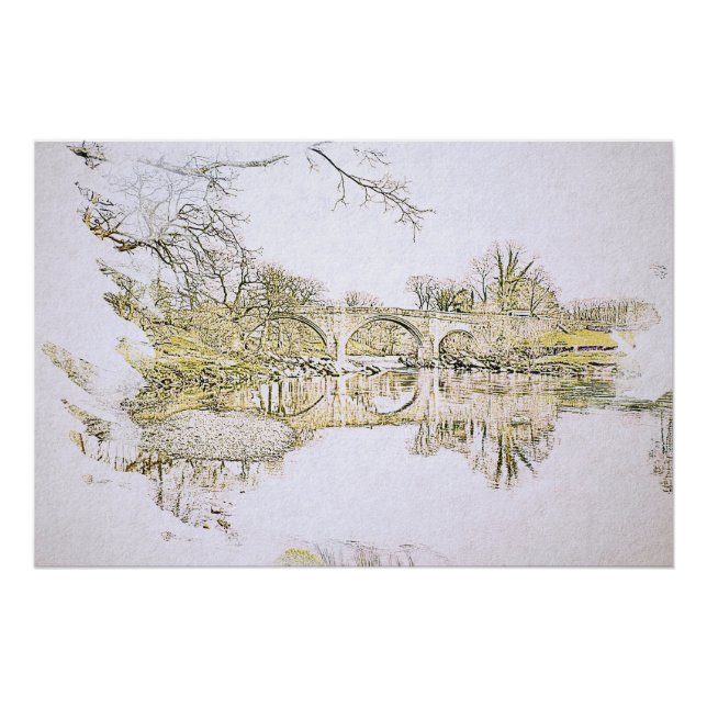 Póster Boceto del Puente del Diablo, Kirkby Lonsdale (Anverso)