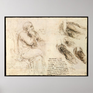 Póster Boceto del viejo y el agua de Leonardo da Vinci