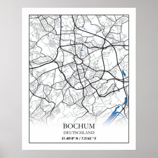 Póster Bochum Deutschland City Map Viaje Simple Mínimo