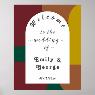 Póster Boda abstracto colorido de la moderna Groovy Retro