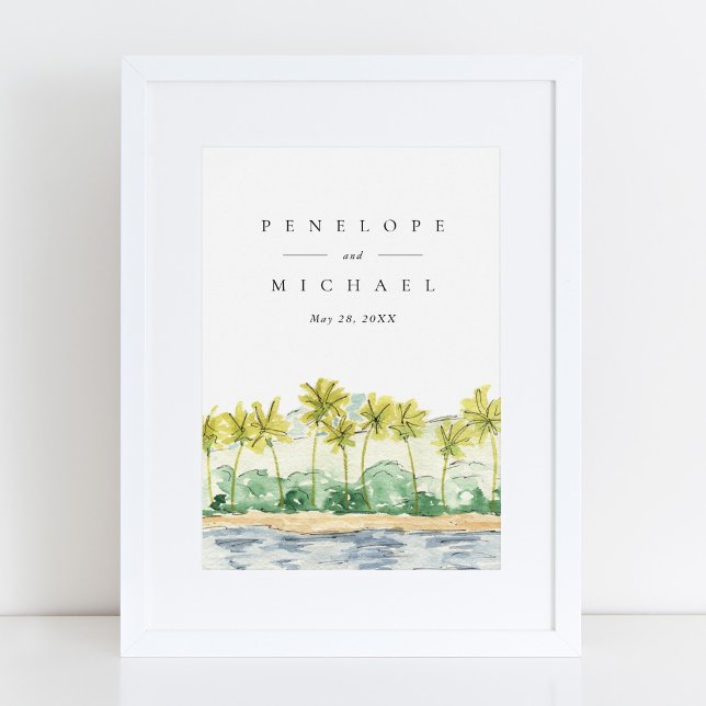 Póster Boda acuático tropical de palmeras de playa (Subido por el creador)