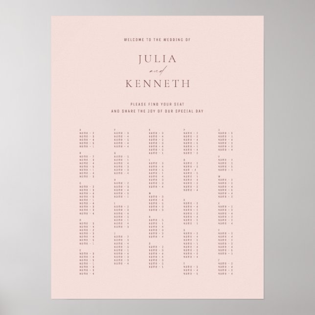 Póster Boda alpino Rosa clásico elegante (Frente)