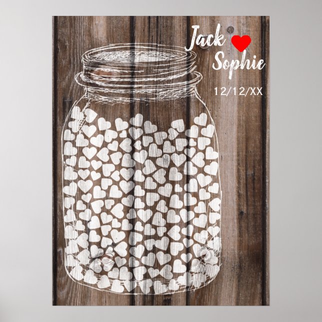 Póster Boda alternativo libro de invitados mason wood 150 (Frente)