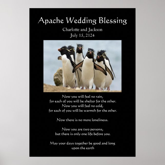Póster Boda Apache bendiciendo a los pingüinos (Frente)