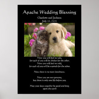 Póster Boda Apache bendiciendo a Mascotas enamorados