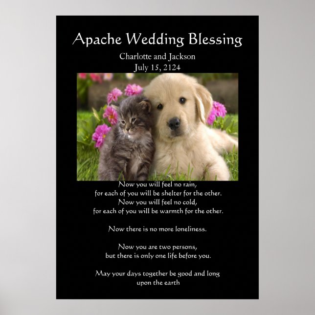 Póster Boda Apache bendiciendo a Mascotas enamorados (Frente)