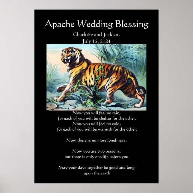 Póster Boda Apache bendiciendo al tigre dentado de Saber (Frente)