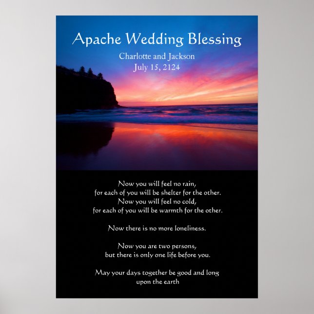 Póster Boda Apache bendiciendo el océano con una isla (Frente)