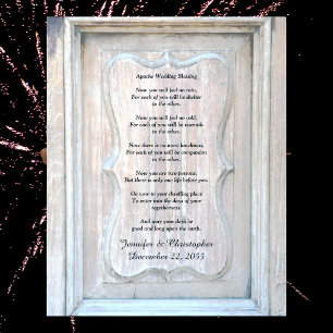 Póster Boda Apache bendiciendo fondo de madera antigua 16