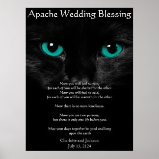 Póster Boda Apache bendiciendo gato negro