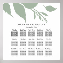 Póster Boda ASIENTO GRÁFICO Elegante Salto Verde Sage