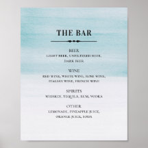 Boda azul acuarela. Bar de bebidas alcohólicas sen