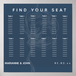 Póster Boda azul de la planta de algodón botánico