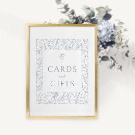 Póster Boda azul floral francés tarjetas regalos poster d