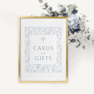 Póster Boda azul floral francés tarjetas regalos poster d