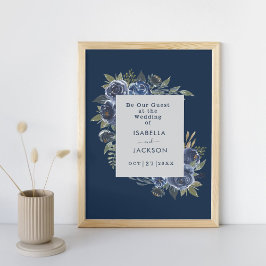 Póster Boda Azul Polvo Champagne Marfil 