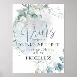 Póster Boda   Azul polvoriento sobre la luna enamorada