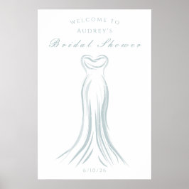 Póster Boda azul Vestido Bridal Ducha Poster de bienvenid