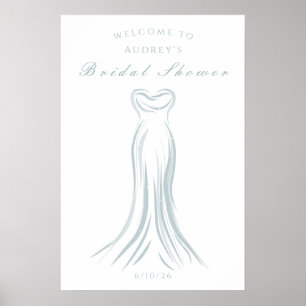 Póster Boda azul Vestido Bridal Ducha Poster de bienvenid