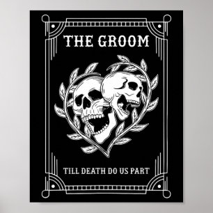 Póster Boda Bachelorette de Halloween Gótica Groom Bride