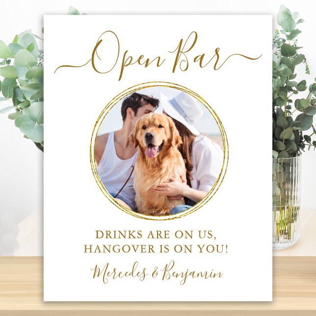 Póster Boda Bar abierto Mascota de oro personalizado Bebi (Subido por el creador)