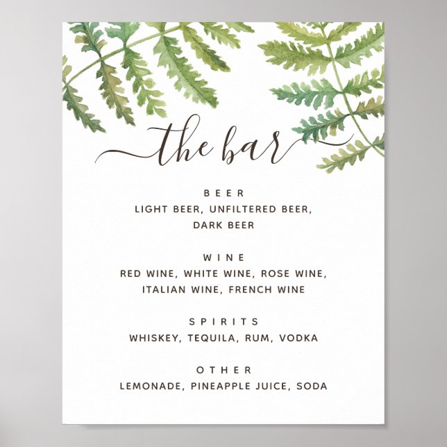 Póster Boda  bar de copas con vegetación acuática (Frente)