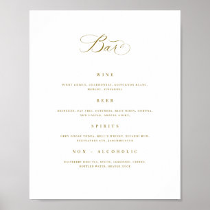 Póster Boda Bar Menú Beber Rótulo Poster de recepción