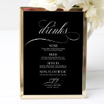 Póster Boda Bebe Bar Menú Rótulo Blanco Y Negro<br><div class="desc">Un simple boda de caligrafía de moda bebe el signo del menú del bar. Ofrezco un servicio de personalización gratuito,  si tiene alguna pregunta o petición especial,  por favor siéntase libre de</div>