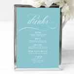 Póster Boda Bebidas Barra Menú Moda Rótulo Azul purista<br><div class="desc">Boda Bebidas Bar Menú Rótulo Azul purista</div>