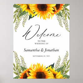 Póster Boda Bienvenida A Los Girasoles Rústicos