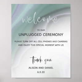 Póster Boda Bienvenida Desenchufado Dusty Jade Agate Post