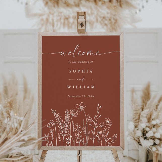 Póster Boda Bienvenida Naranja Quemada Flor silvestre (Subido por el creador)