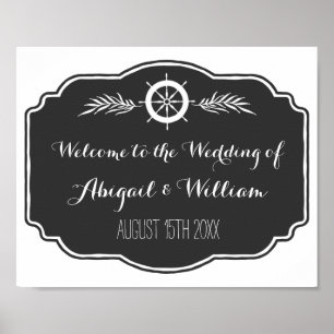 Póster Boda Bienvenida Personalizado Rótulo Nautical Chal